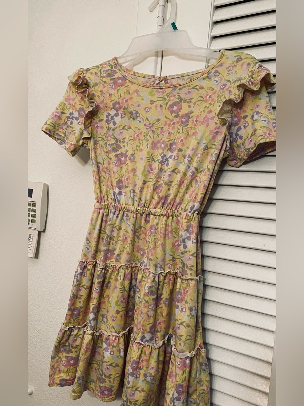 BCBGirls Yellow Floral Ruffle Sleeve One-Piece